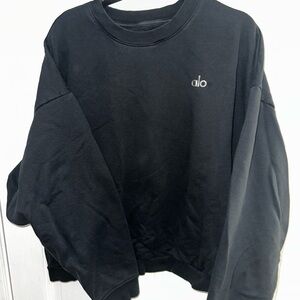 ALO Yoga Black Accolade Crewneck Sweater Relaxed Fit